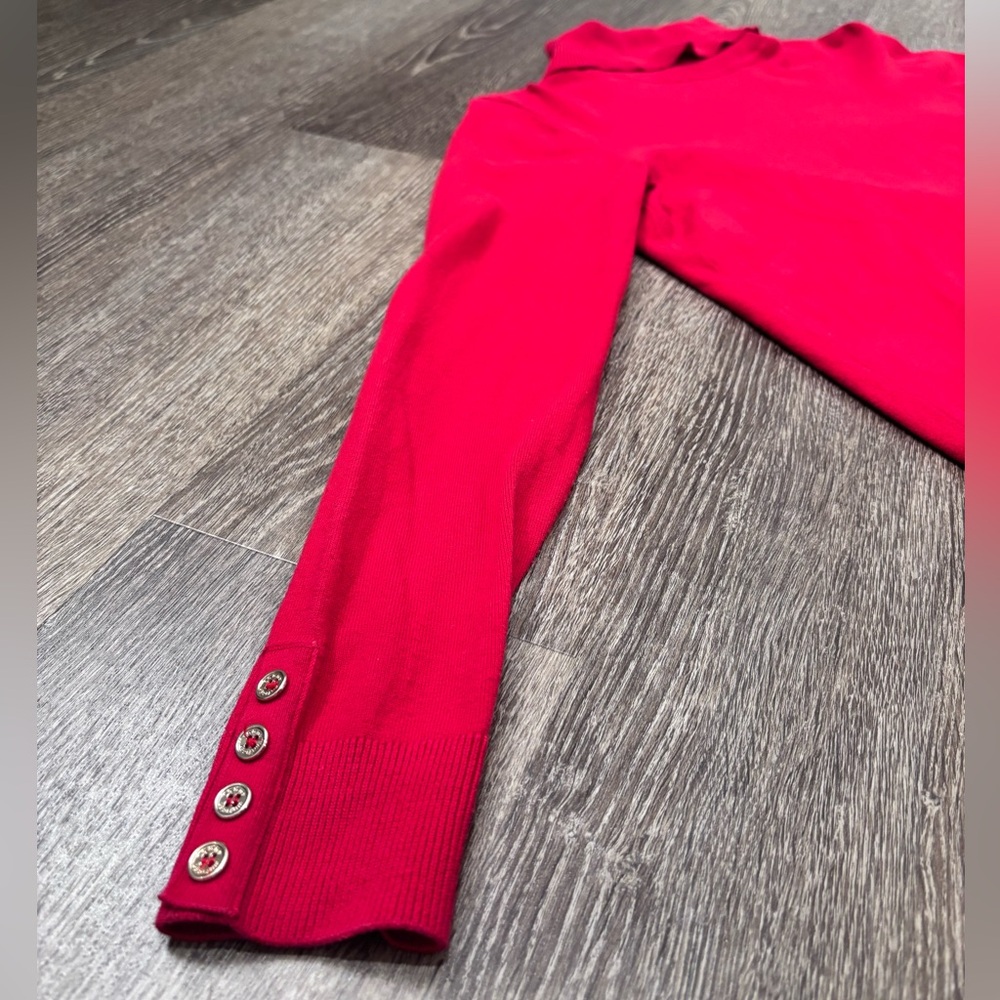 Red Knit Turtleneck Tommy Hilfiger Minimal Classic Top Women's Size Small - Picture 5 of 8
